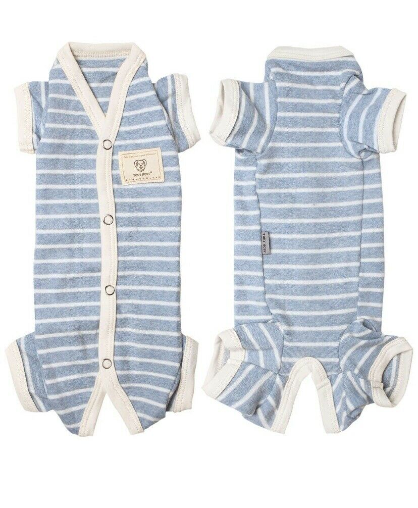 TONY HOBY Female/Male Pet Dog Pajamas Stripes 4 Legged Dog pjs Jumpsuit Soft, SM