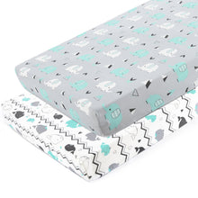 Load image into Gallery viewer, Pack n Play Stretchy Fitted Pack n Play Playard Sheet Set-Brolex, 2-Pack Portable Mini Crib Sheets, Ultra Soft Material Elephant &amp; Whale
