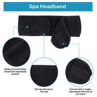 Facial Spa Headband - 2 Pcs Makeup Shower Bath Wrap Sport Headband Terry Cloth Adjustable Stretch Towel with Magic Tape