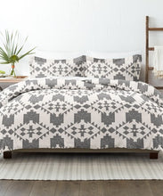 Load image into Gallery viewer, Duvet Cover Set, Black &amp; White Geometric, Reversible  3-PC, King/Cal King
